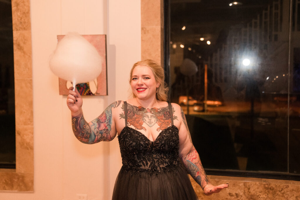 Louisville wedding photographer bride with cotton candy