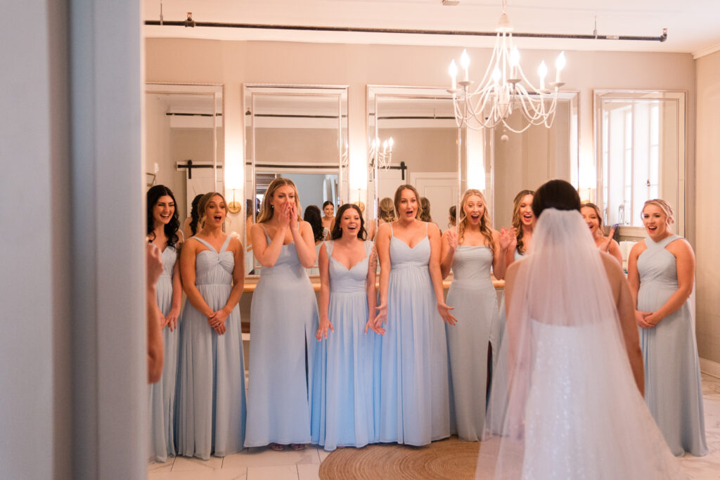 bridesmaids reveal at spring wedding