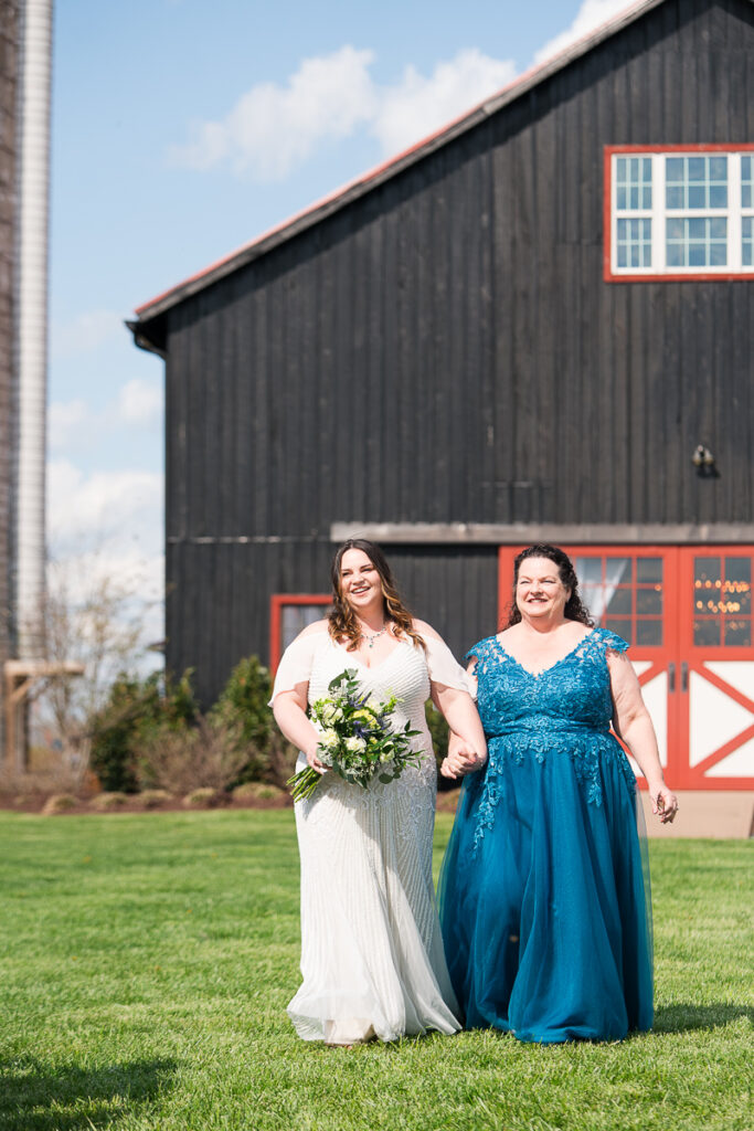 Bride Walking Down the Aisle at The Venue at Evan's Orchard