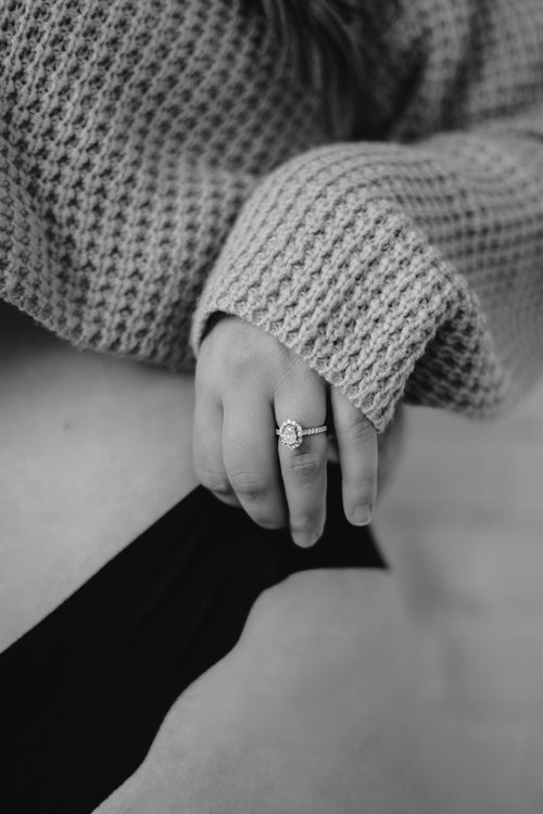 Close up of engagement ring boudoir 