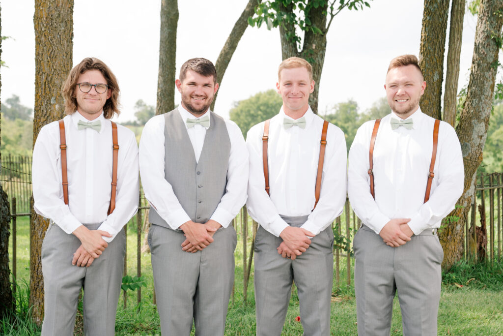 groom and groomsmen formal wedding photo summer wedding