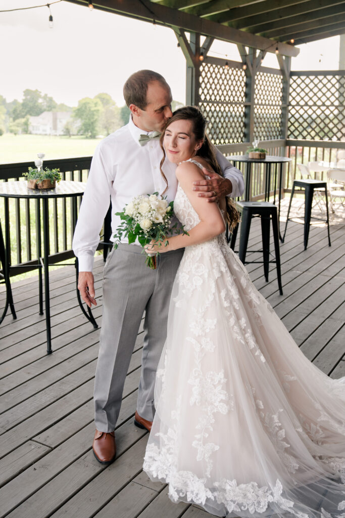 first look photo of bride and dad summer wedding