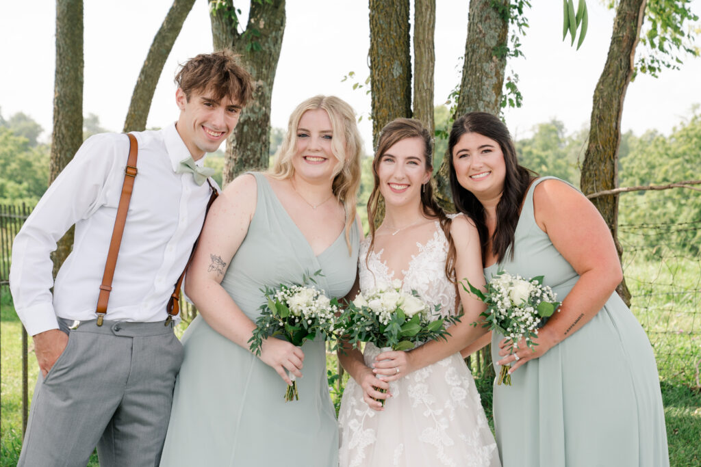 bride and bridal party summer wedding formal photo