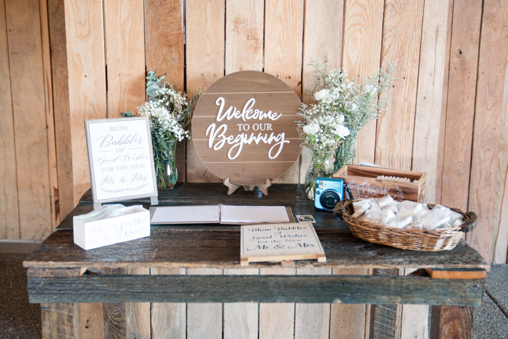 rustic barn wedding detail table