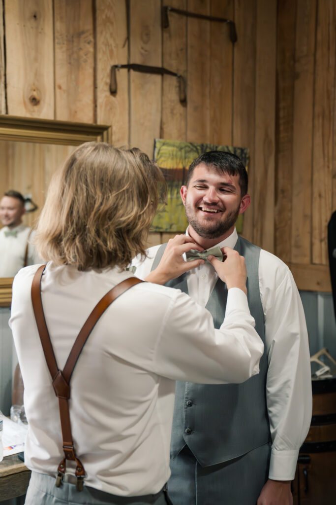 groom getting ready on wedding day