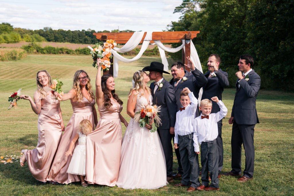 Bridal Party at Rustic Barn Wedding