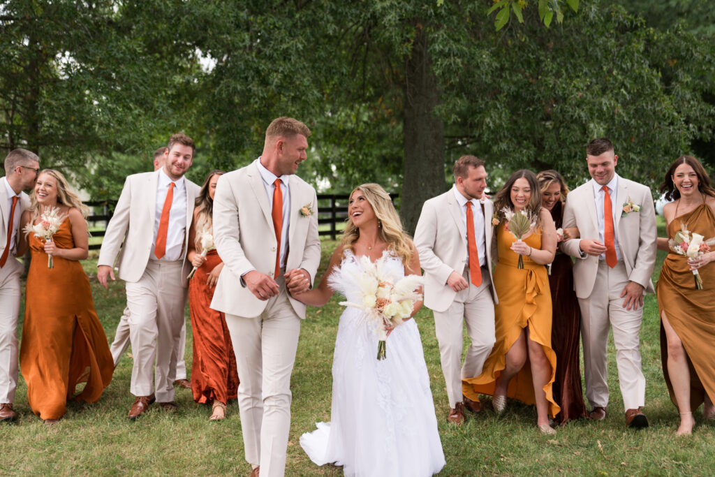 Fall kentucky wedding bridal party 