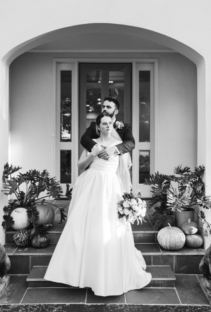 Intimate Backyard Ceremony Bride and Groom