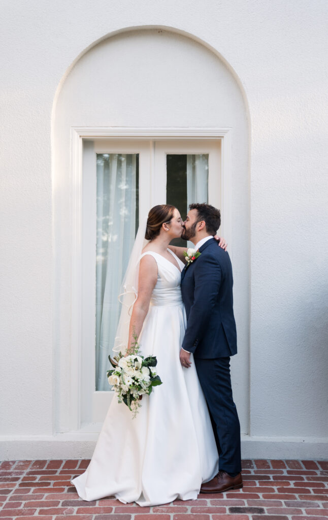 Intimate Backyard Ceremony Bride and Groom