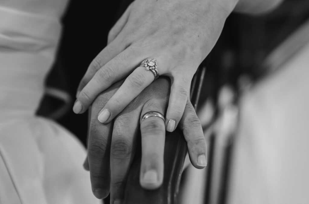 Intimate Backyard Ceremony Rings Close Up