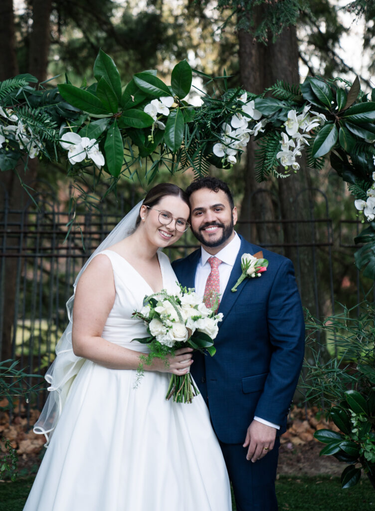 Intimate Backyard Ceremony Bride and Groom