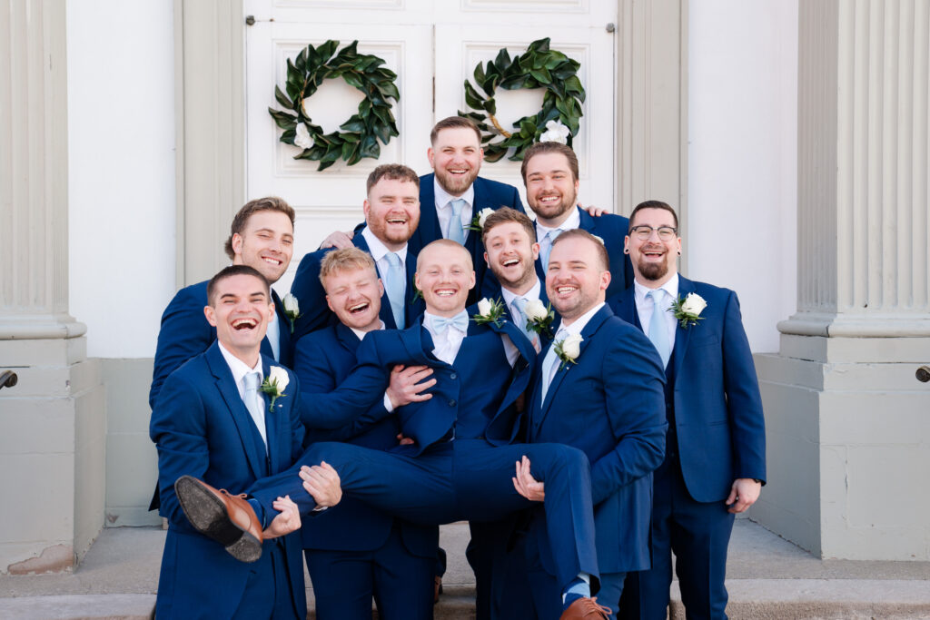 groom and groomsmen spring wedding
