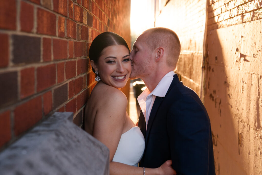 bride and groom spring wedding